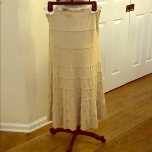 Tan chamois cloth long skirt